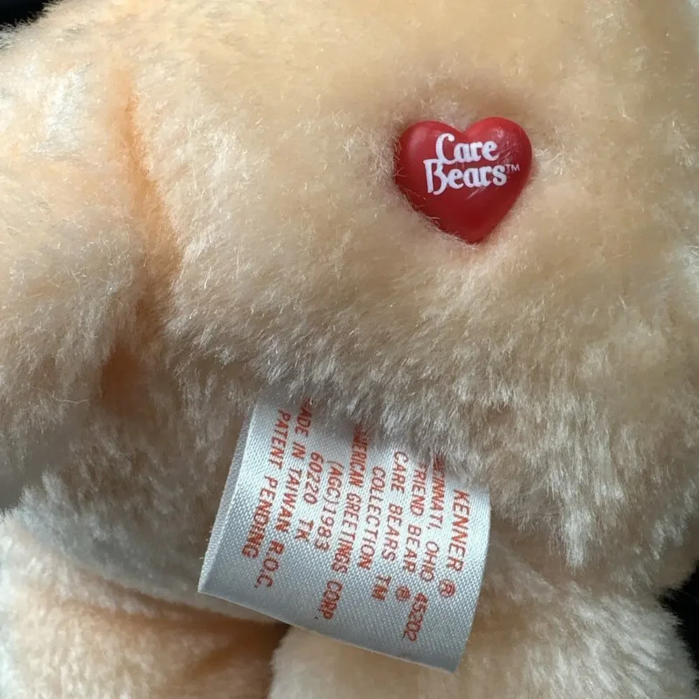 Vintage Care Bears Friend Bear 13” Plush Peach Orange Flowers Kenner 1983